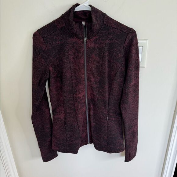 Athleta Shanti Jacquard Jacket, Antique Textured Burgundy XS - Picture 4 of 10
